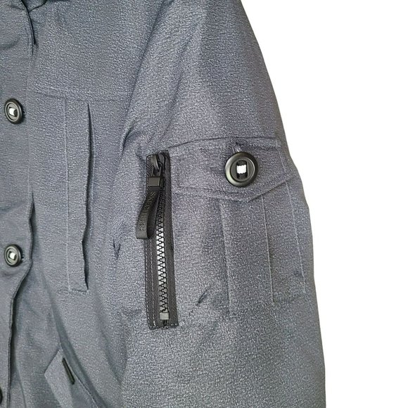 Skechers Womens Sz LG Dark Gray Faux Fur Lined Hooded Winter Jacket Puffer Parka - Picture 3 of 11